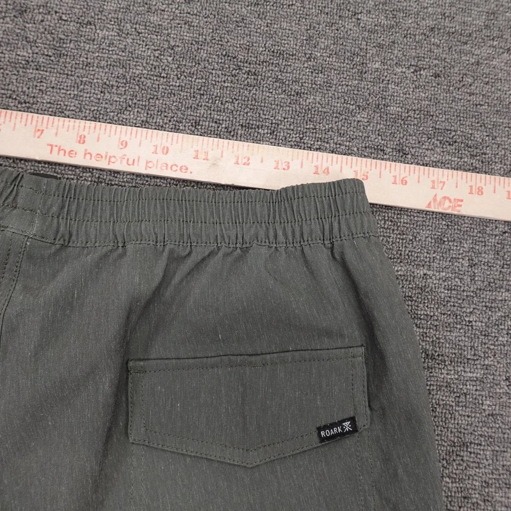Roark Shorts Mens Medium Green Striped Swim Trunks Guide Works Skull Surf